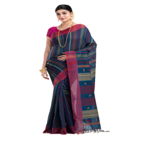 Handloom  COTTON KALAKHETRA(T-blue) Saree
